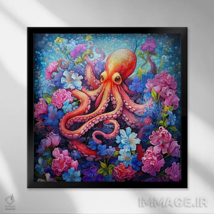تابلو باغ اختاپوس اثر کلودیا مککینی - نمای قابدار مشکی