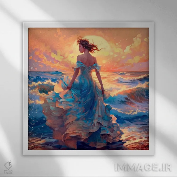 تابلو بوسه خورشید خورده اثر کلودیا مککینی - نمای قابدار سفید