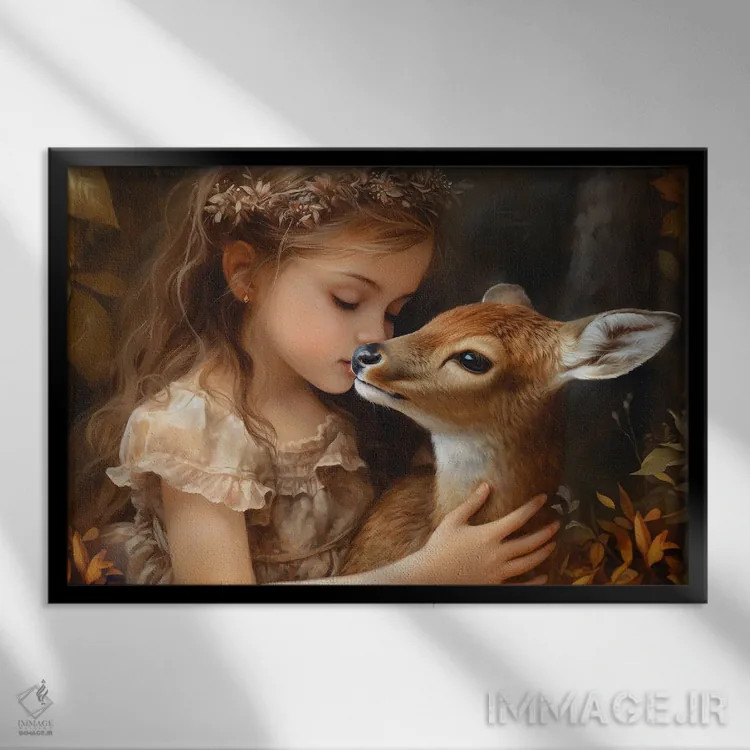 تابلو دو کودک در جنگل اثر کلودیا مککینی - نمای قابدار مشکی