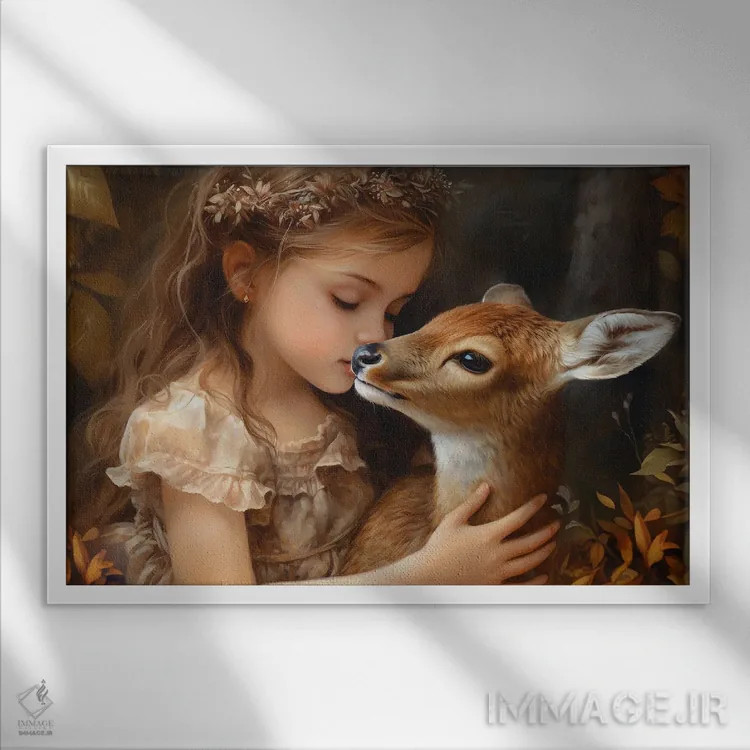 تابلو دو کودک در جنگل اثر کلودیا مککینی - نمای قابدار سفید