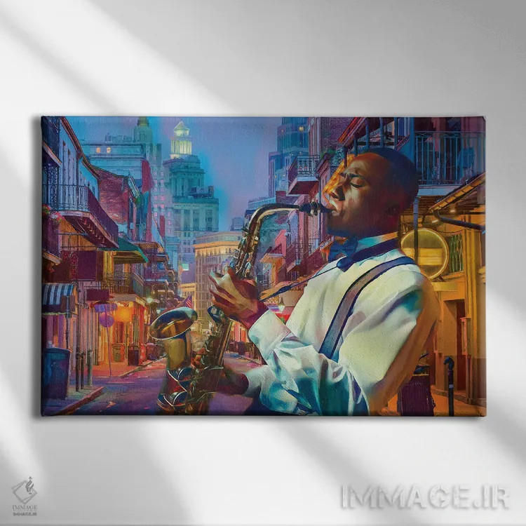 تابلو تمام آن جز (موسیقی جَز) اثر کلودیا مککینی - نمای روبهرو روی دیوار