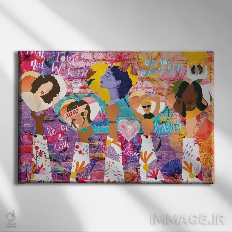 تابلو دستها و قلبها اثر کلودیا مککینی - نمای روبهرو روی دیوار