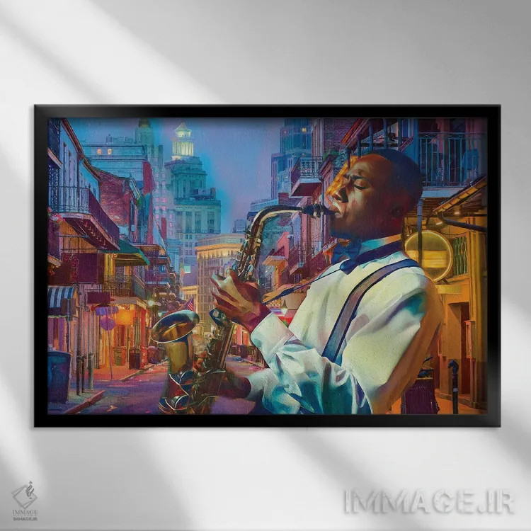 تابلو تمام آن جز (موسیقی جَز) اثر کلودیا مککینی - نمای قابدار مشکی