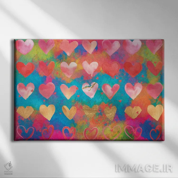 تابلو قلبهای خوشحال اثر کلودیا مککینی - نمای روبهرو روی دیوار