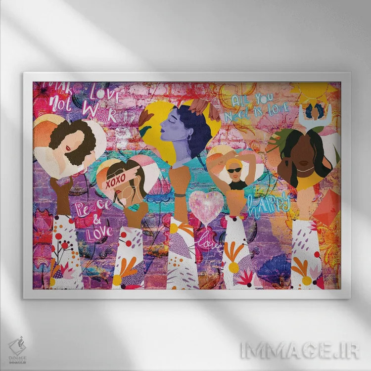 تابلو دستها و قلبها اثر کلودیا مککینی - نمای قابدار سفید