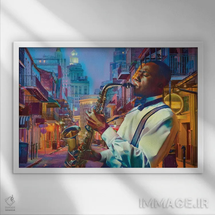 تابلو تمام آن جز (موسیقی جَز) اثر کلودیا مککینی - نمای قابدار سفید