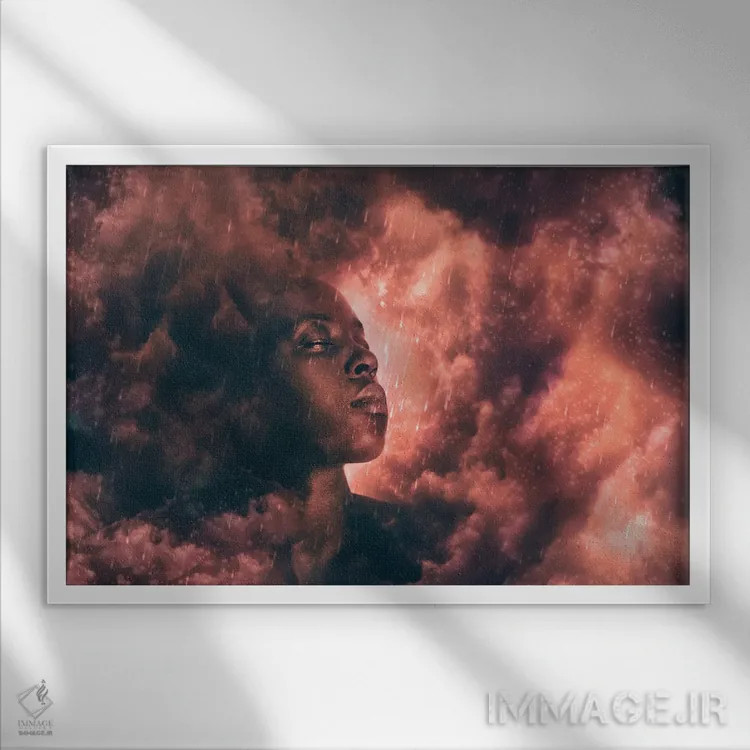 تابلو سر در ابرها اثر کلودیا مککینی - نمای قابدار سفید