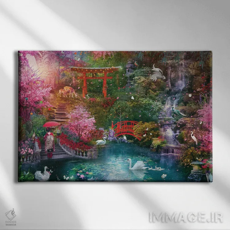 تابلو باغ ژاپنی اثر کلودیا مککینی - نمای روبهرو روی دیوار