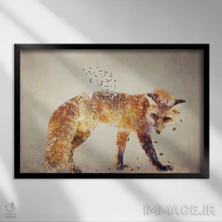 تابلو روباه پاییزی اثر کلودیا مککینی - نمای قابدار مشکی