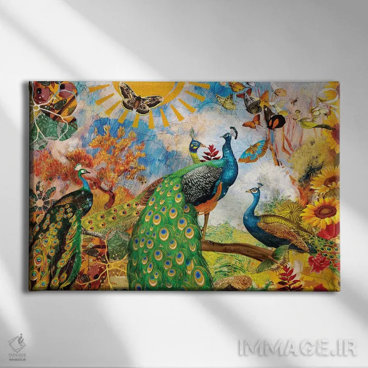 تابلو باغ طاووس اثر کلودیا مککینی - نمای روبهرو روی دیوار