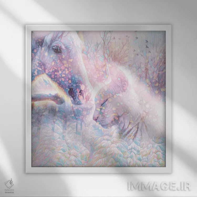 تابلو در شبی سرد زمستانی اثر کلودیا مککینی - نمای قابدار سفید