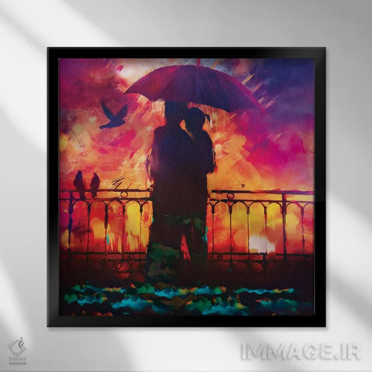تابلو رقص باران اثر کلودیا مککینی - نمای قابدار مشکی