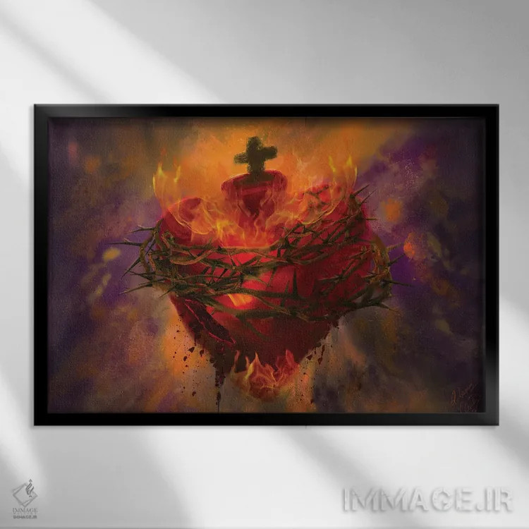 تابلو قلب مقدس اثر کلودیا مککینی - نمای قابدار مشکی