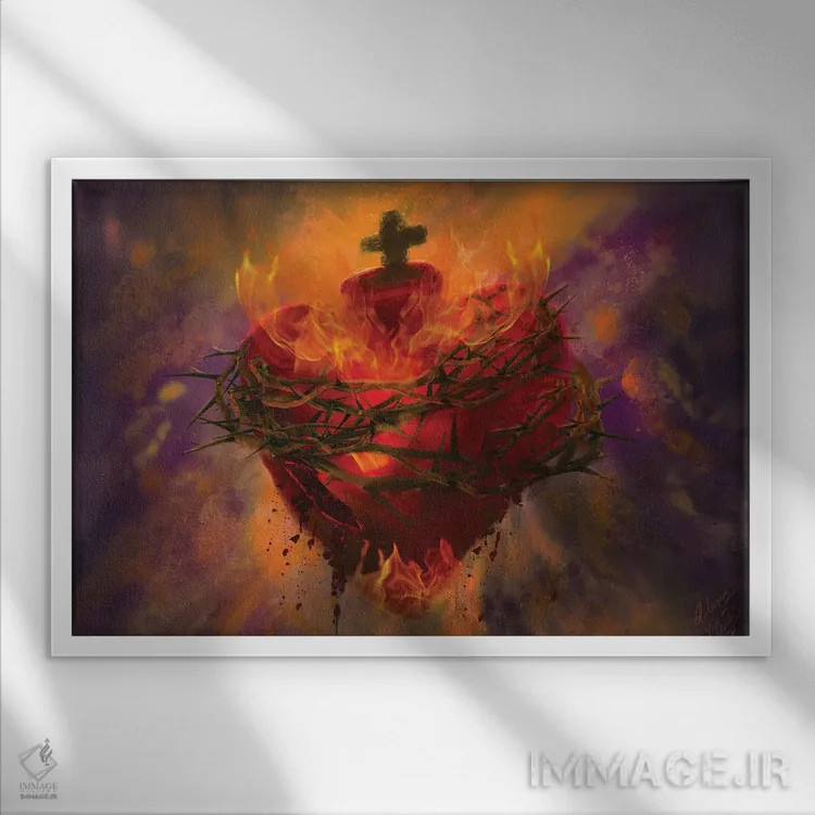 تابلو قلب مقدس اثر کلودیا مککینی - نمای قابدار سفید