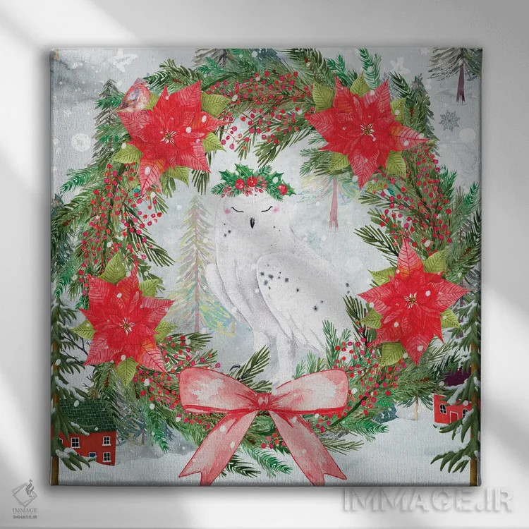 تابلو جغد برفی اثر کلودیا مککینی - نمای روبهرو روی دیوار