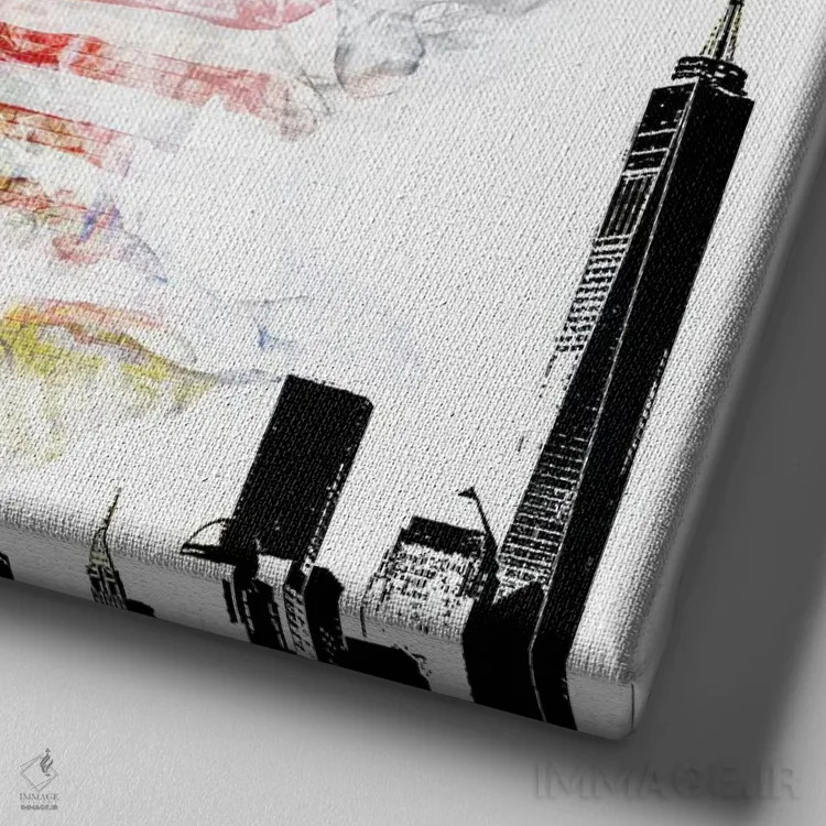 تابلو زن زندگی شهری آمریکا اثر کلودیا مککینی - نمای نزدیک بافت بوم