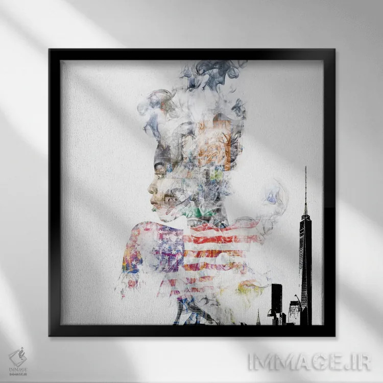 تابلو زن زندگی شهری آمریکا اثر کلودیا مککینی - نمای قابدار مشکی