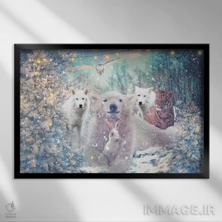 تابلو آغوش کریسمسی با دوستان اثر کلودیا مککینی - نمای قابدار مشکی