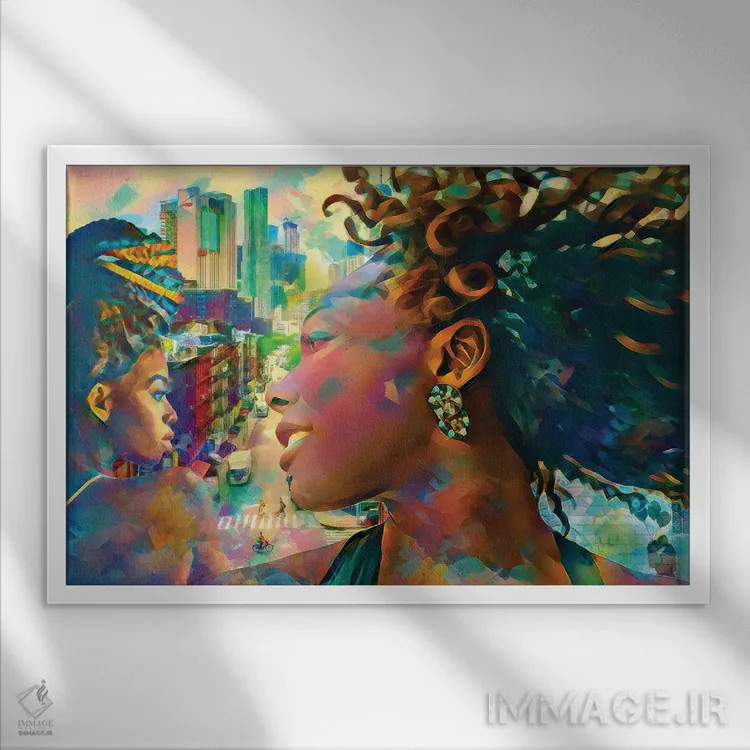 تابلو دختران شهر بزرگ اثر کلودیا مککینی - نمای قابدار سفید