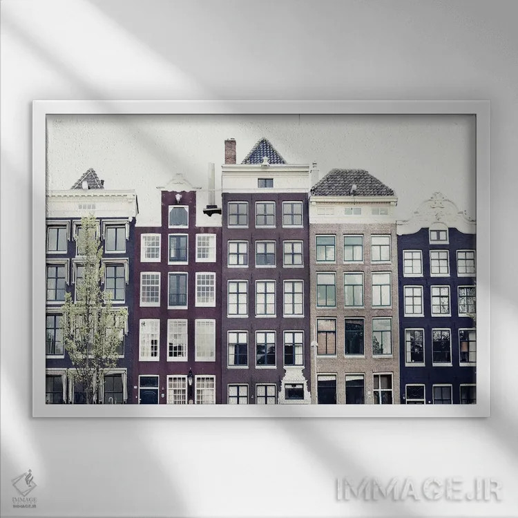 تابلو آمستردام (هلند) اثر کارولین مینت - نمای قابدار سفید