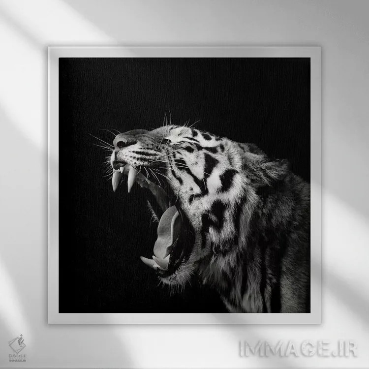 تابلو خمیازه نخستین چهارم اثر کریستین مِرمان - نمای قابدار سفید