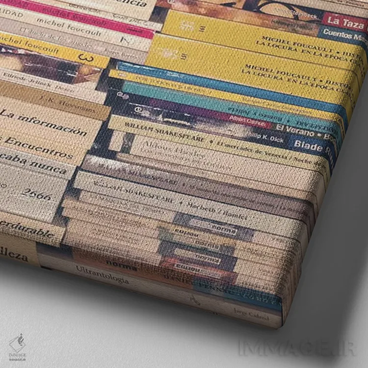 تابلو کتابهای ما اثر کارولین مینت - نمای نزدیک بافت بوم