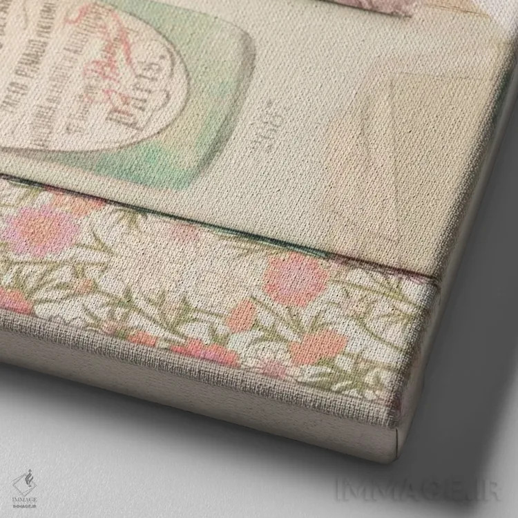 تابلو کتابهای پاستلی و چای اثر کارولین مینت - نمای نزدیک بافت بوم