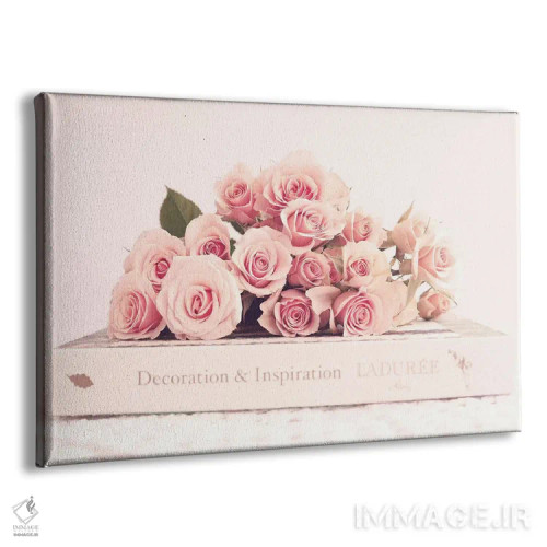 تابلو گل صدتومانی و کتاب اثر کارولین مینت - نمای پرسپکتیو محصول