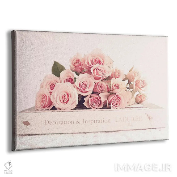 تابلو گل صدتومانی و کتاب اثر کارولین مینت - نمای پرسپکتیو محصول