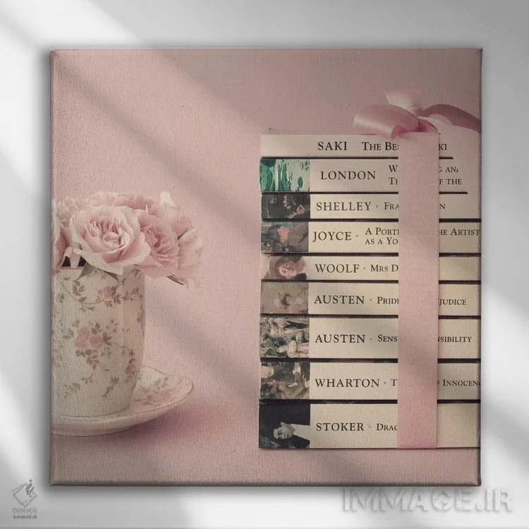 تابلو کتابهای پنگوئن (انتشارات) اثر کارولین مینت - نمای روبهرو روی دیوار