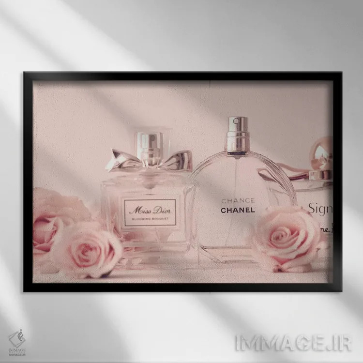 تابلو مجموعه عطر اثر کارولین مینت - نمای قابدار مشکی