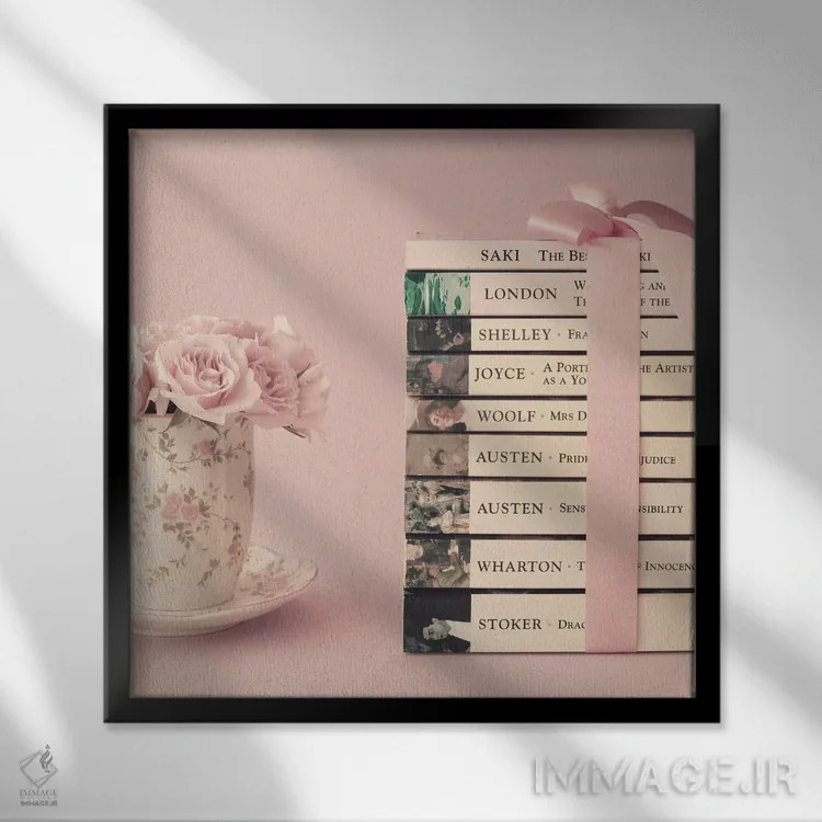 تابلو کتابهای پنگوئن (انتشارات) اثر کارولین مینت - نمای قابدار مشکی