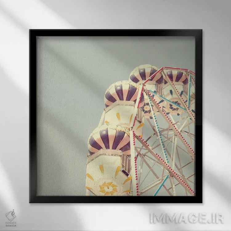 تابلو چرخ و فلک پاستلی اثر کارولین مینت - نمای قابدار مشکی