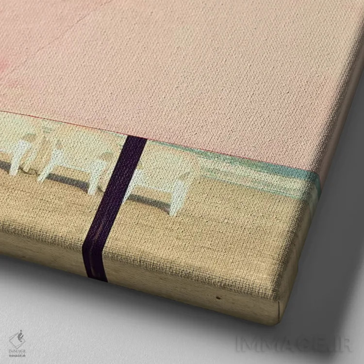 تابلو چترهای صورتی اثر کارولین مینت - نمای نزدیک بافت بوم