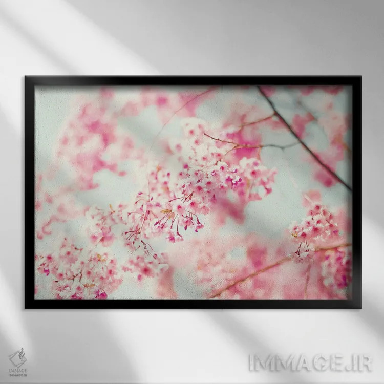 تابلو گیلاسهای صورتی اثر کارولین مینت - نمای قابدار مشکی