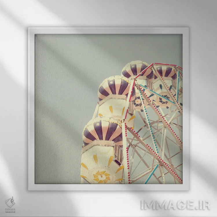 تابلو چرخ و فلک پاستلی اثر کارولین مینت - نمای قابدار سفید