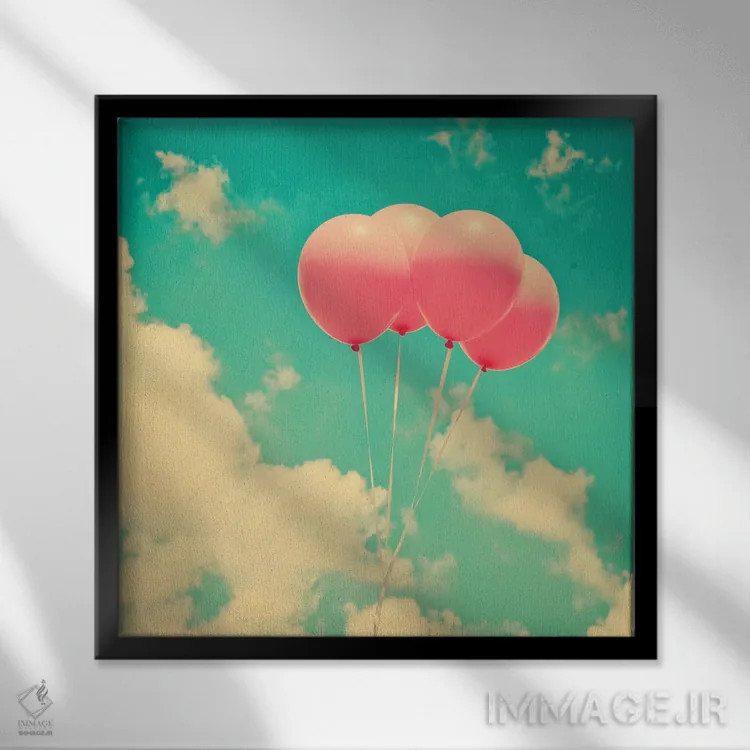 تابلو بادکنکهای پاپ اثر کارولین مینت - نمای قابدار مشکی