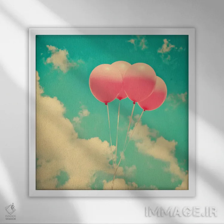 تابلو بادکنکهای پاپ اثر کارولین مینت - نمای قابدار سفید