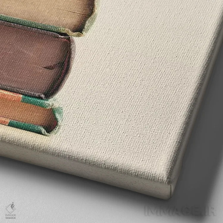تابلو گل رز و کتابها اثر کارولین مینت - نمای نزدیک بافت بوم