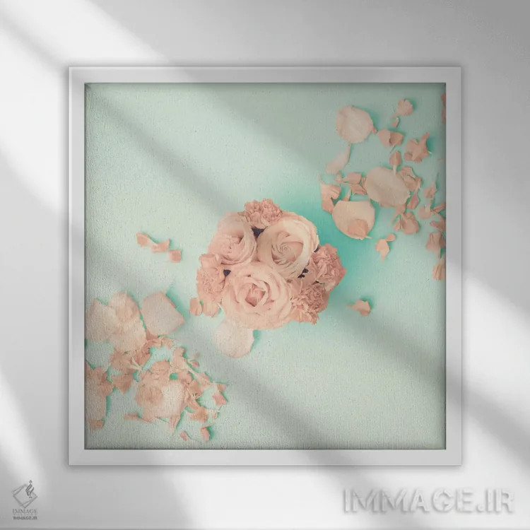 تابلو ترکیب گلهای رز اثر کارولین مینت - نمای قابدار سفید