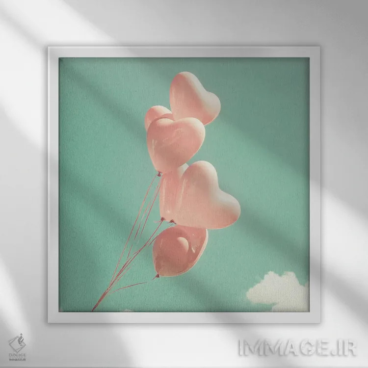 تابلو ردیف قلبها اثر کارولین مینت - نمای قابدار سفید