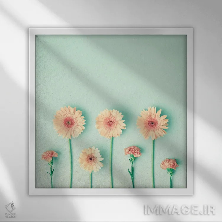 تابلو هفت گل اثر کارولین مینت - نمای قابدار سفید