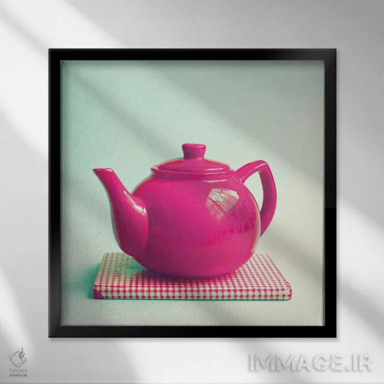 تابلو چای و کتاب اثر کارولین مینت - نمای قابدار مشکی