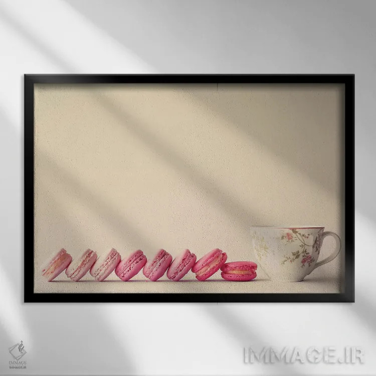 تابلو چای و ماکارونها اثر کارولین مینت - نمای قابدار مشکی