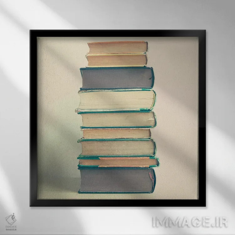 تابلو یک دسته کتاب اثر کارولین مینت - نمای قابدار مشکی