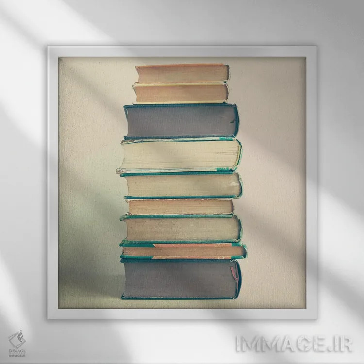 تابلو یک دسته کتاب اثر کارولین مینت - نمای قابدار سفید