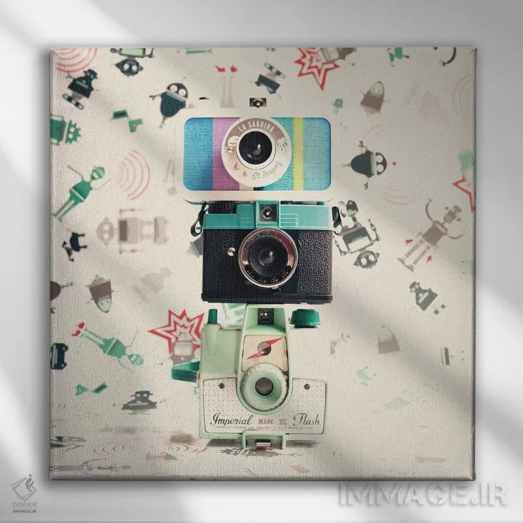 تابلو سه دوربین اثر کارولین مینت - نمای روبهرو روی دیوار