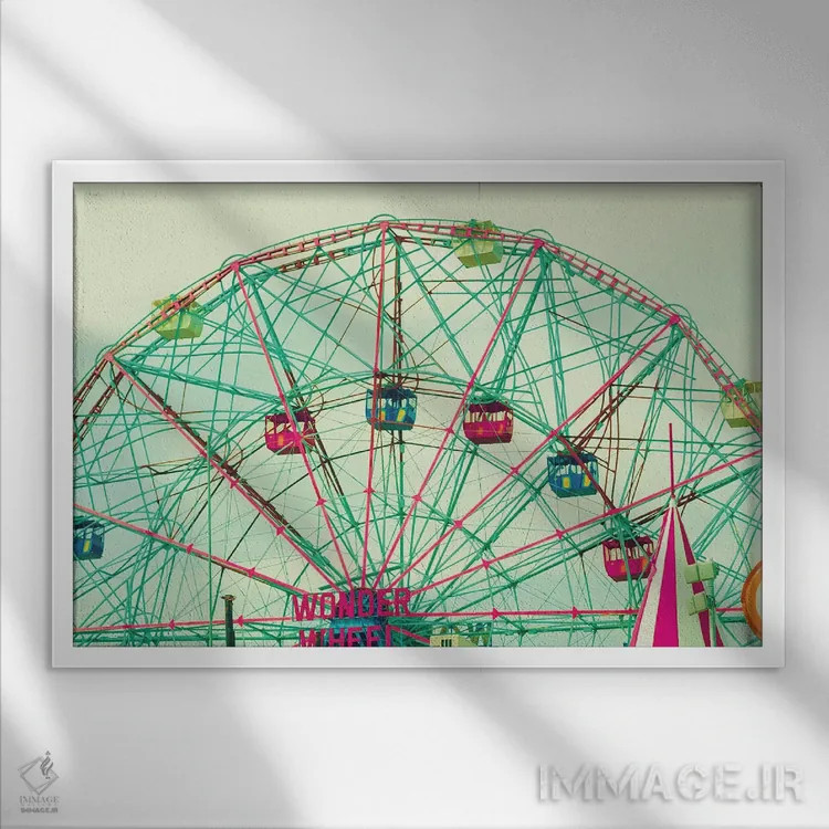 تابلو چرخ شگفتی اثر کارولین مینت - نمای قابدار سفید