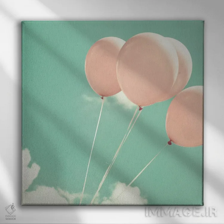 تابلو بادکنکهای صورتی کمرنگ اثر کارولین مینت - نمای روبهرو روی دیوار