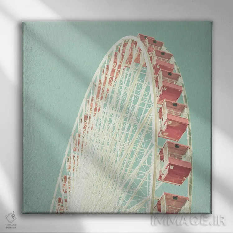 تابلو چرخ و فلک صورتی کمرنگ اثر کارولین مینت - نمای روبهرو روی دیوار